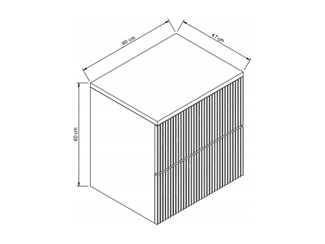 Armoire blanche avec lavabo 60 cm, façades rainurées