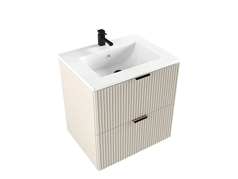 Mobile bagno in cashmere con lavabo 60 cm Frontali scanalati