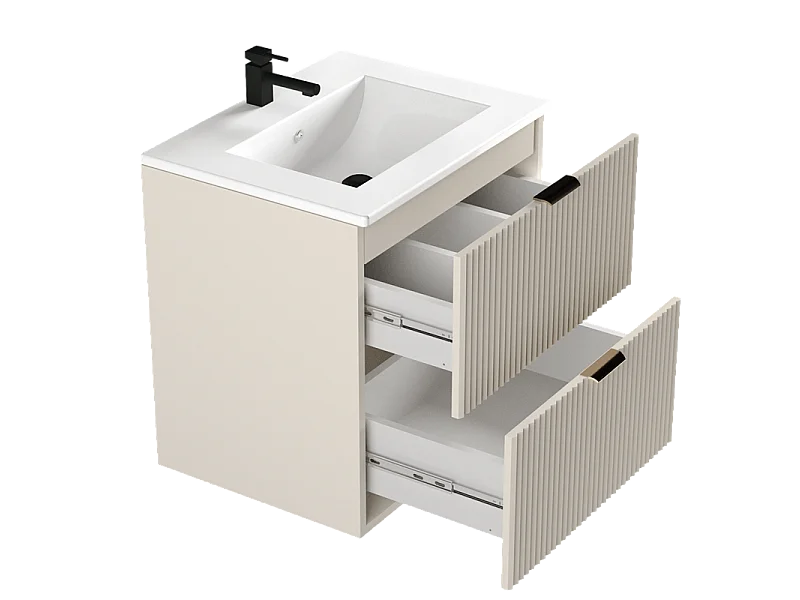 Mobile bagno in cashmere con lavabo 60 cm Frontali scanalati