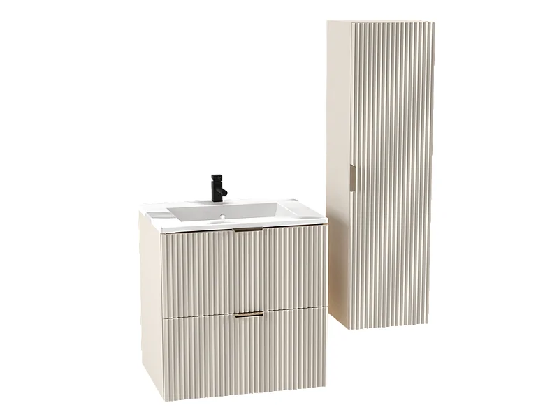 Mobile bagno in cashmere con lavabo 60 cm Frontali scanalati