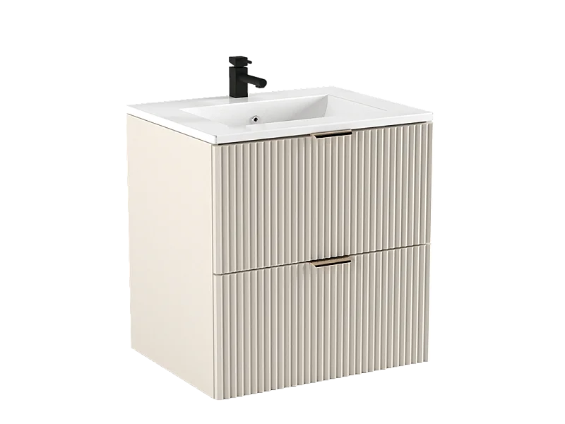 Mobile bagno in cashmere con lavabo 60 cm Frontali scanalati