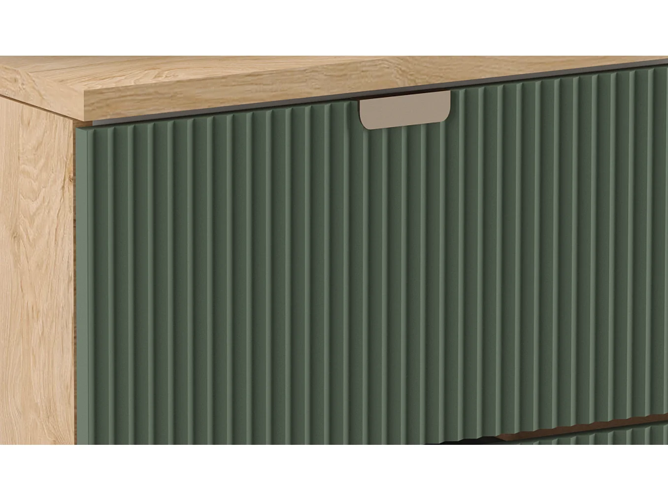 Set da bagno verde 80 cm Frontali scanalati Scaffale e piano in noce