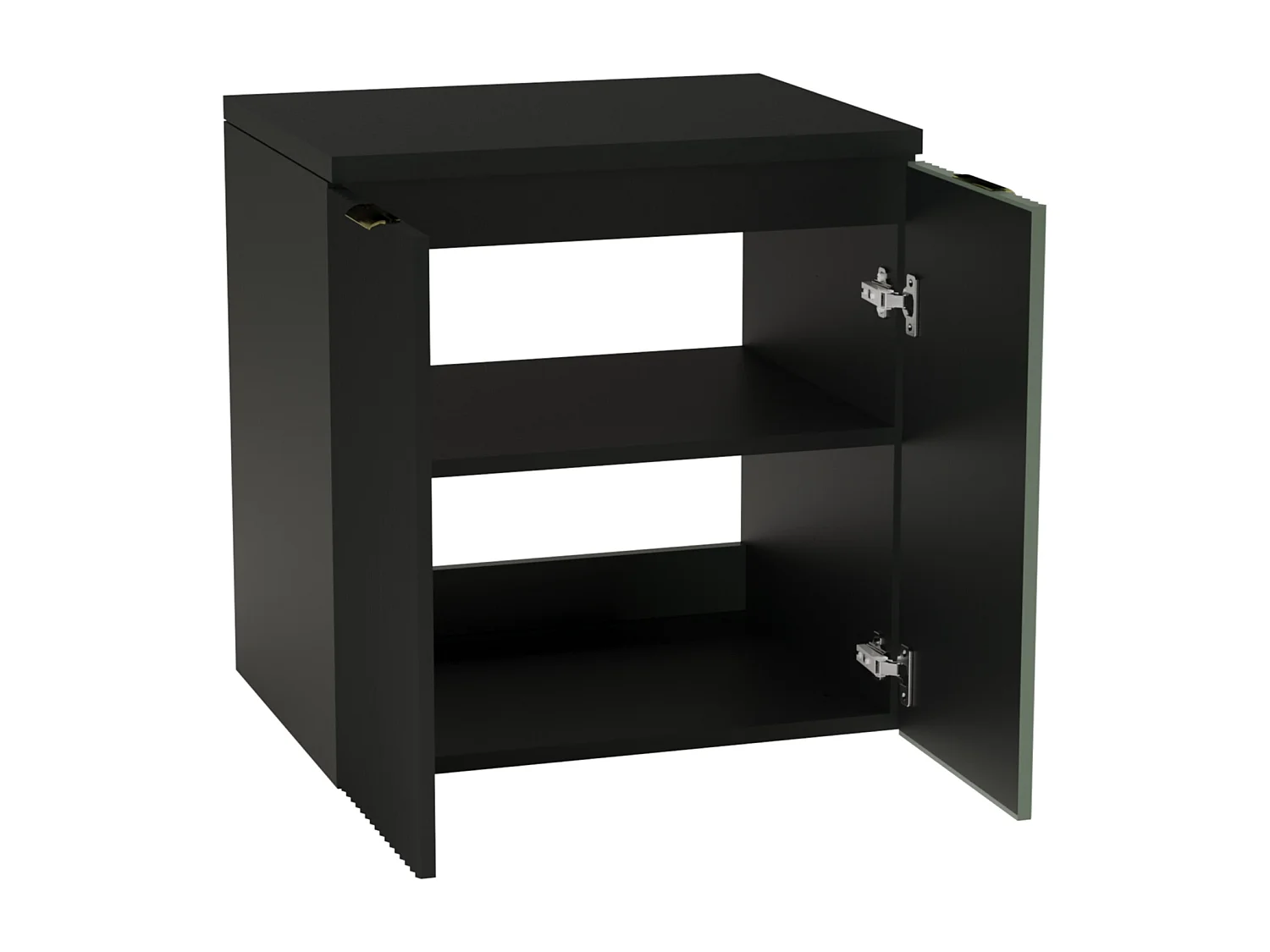 Meuble sous lavabo avec plateau 60 cm, 2 portes, façades rainurées, noir