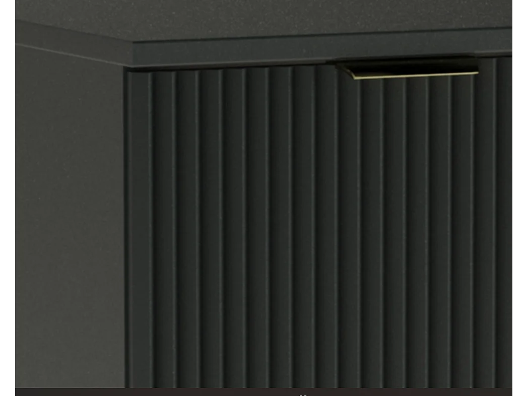 Meuble sous lavabo avec plateau 60 cm, 2 portes, façades rainurées, noir