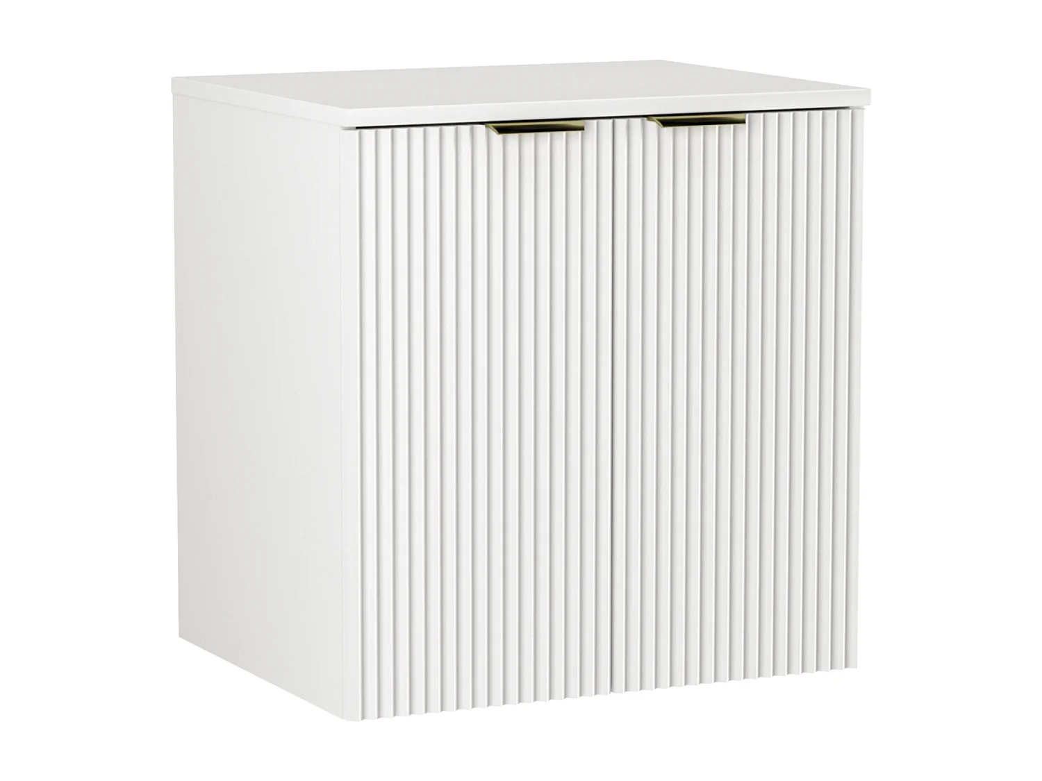 Mobile lavabo con piano 60 cm, 2 ante, frontali scanalati, bianco