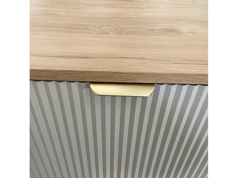 Mobile lavabo in cashmere con piano in noce 60 cm Frontali scanalati