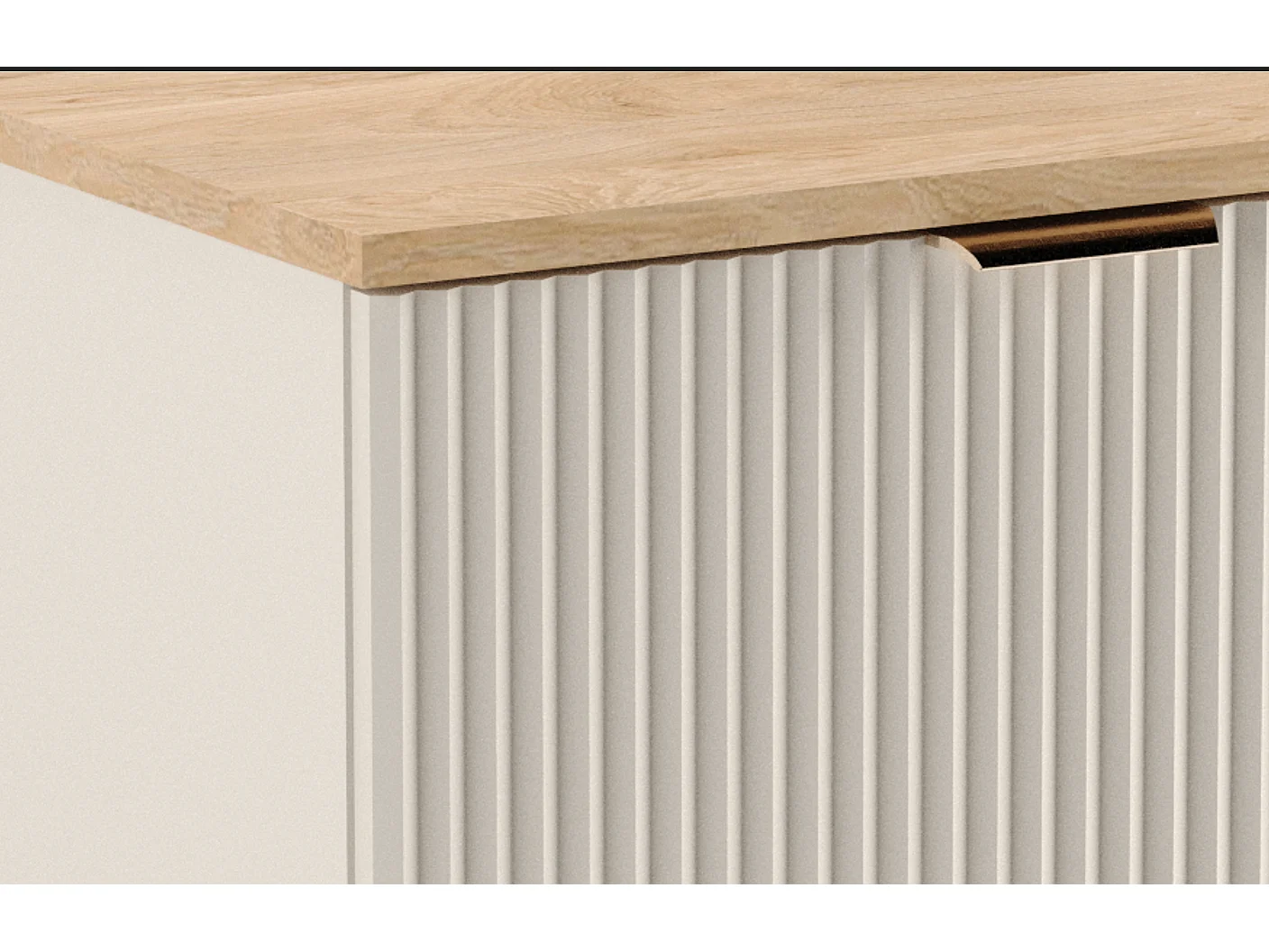 Mobile lavabo in cashmere con piano in noce 60 cm Frontali scanalati