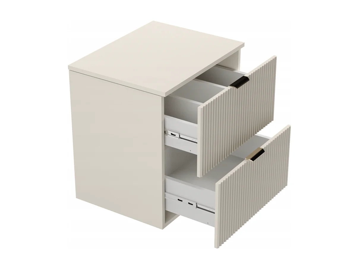 Mobile lavabo in cashmere con piano in noce 60 cm Frontali scanalati