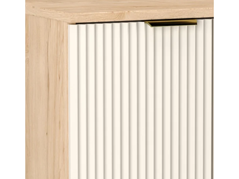 Mobile lavabo con piano 60 cm 2 ante Frontali scanalati  Cashmere / Noce