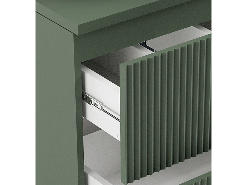 Set da bagno 80 cm Frontali scanalati Verde / Salvia Piano di lavoro Noce