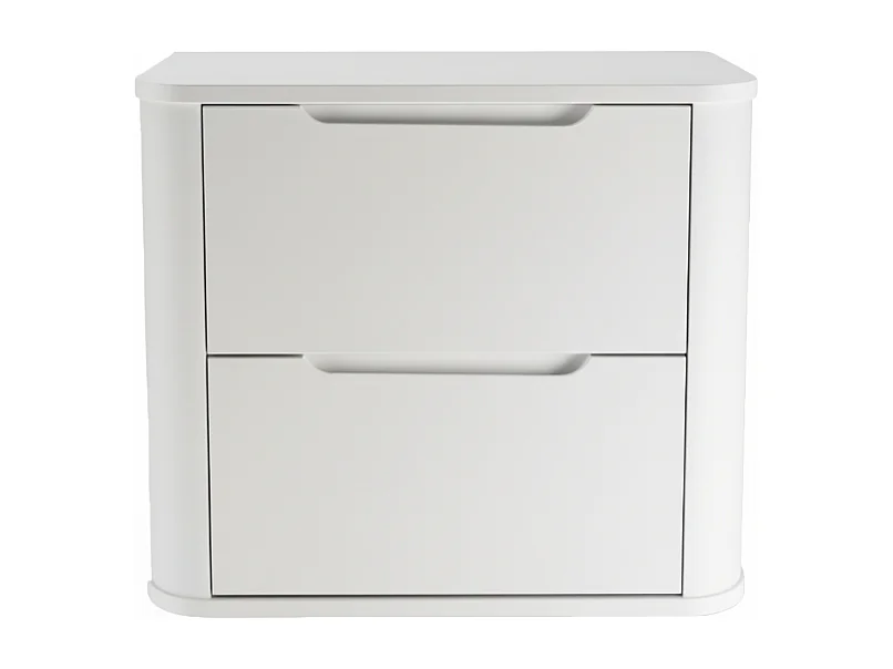 Mobile lavabo bianco con piano da 60 cm, lati arrotondati e piano