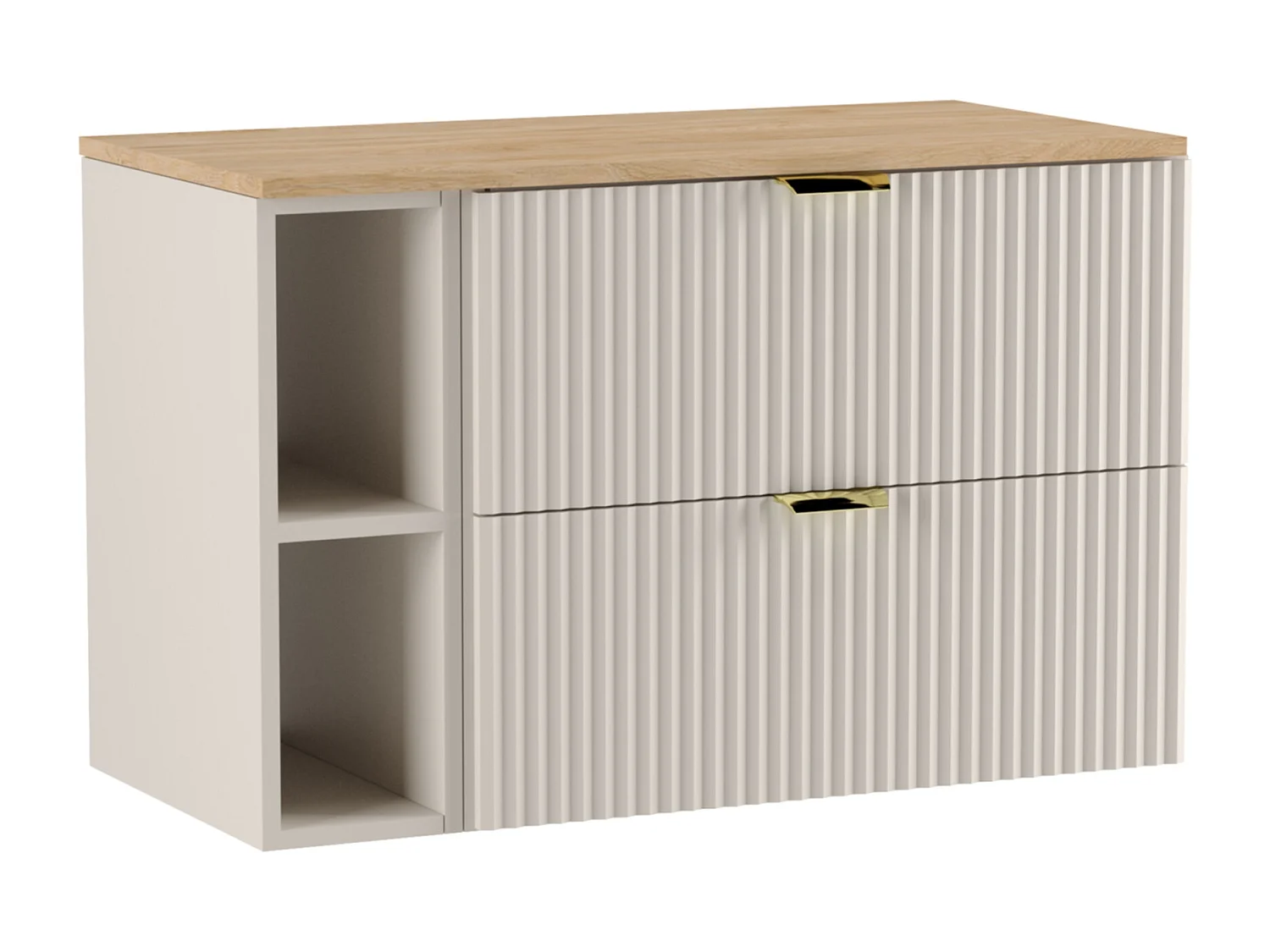 Set da bagno in cashmere 80 cm Frontali scanalati Piano in noce