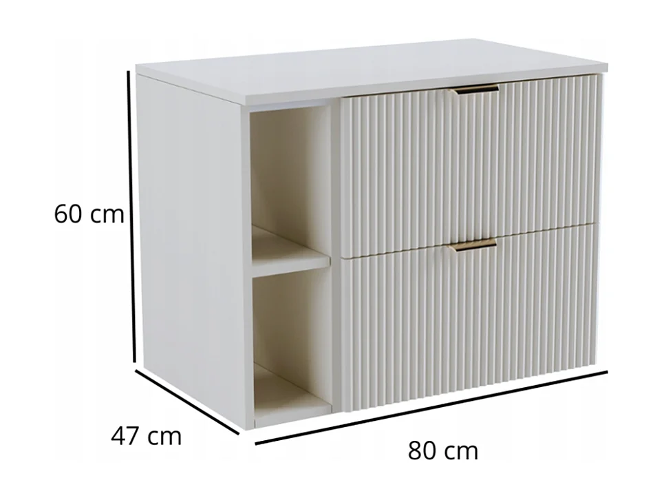 Set da bagno in cashmere 80 cm Frontali scanalati Piano in noce