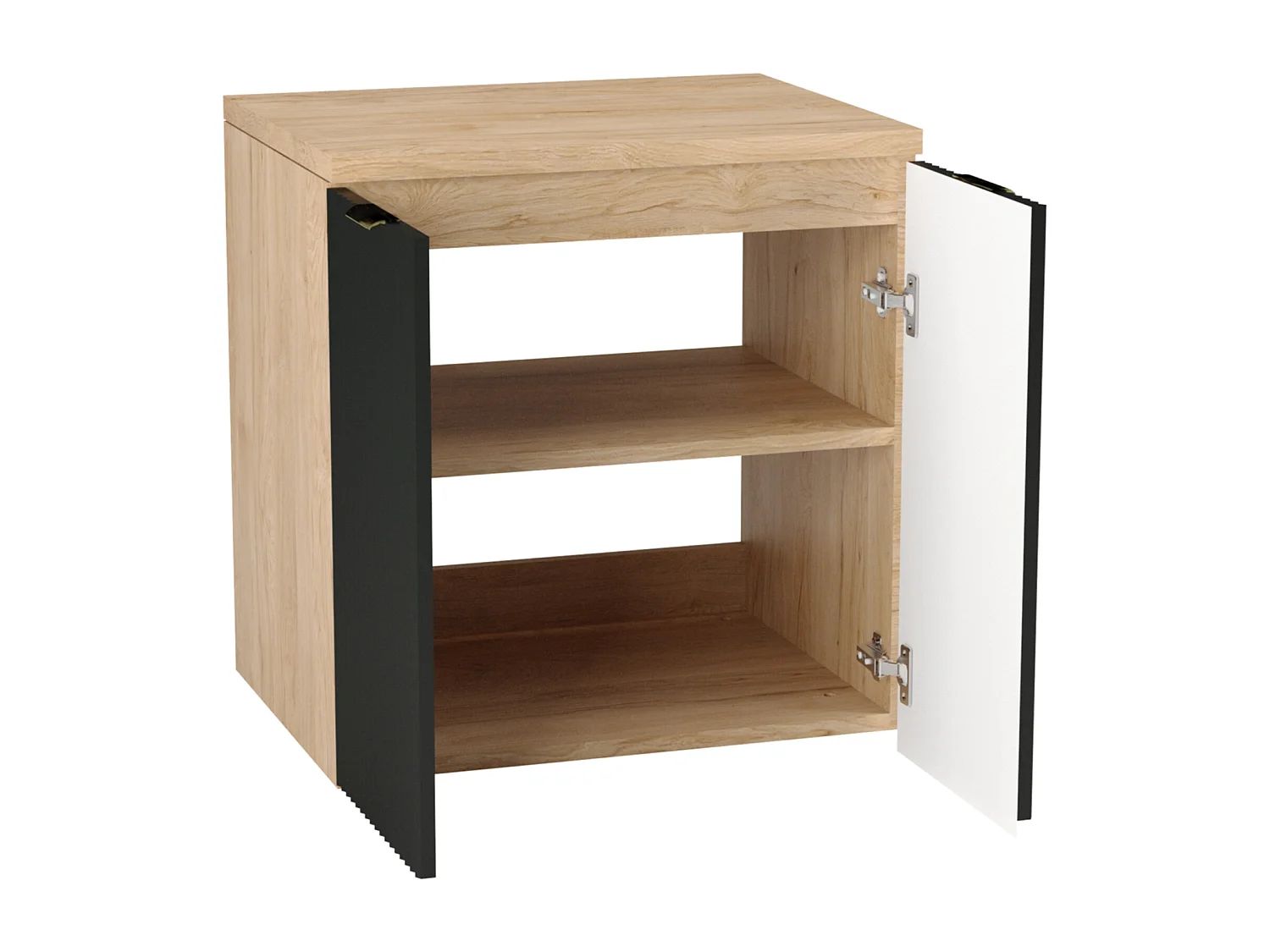 Meuble sous lavabo avec plateau 60 cm, 2 portes, façades rainurées  Czana / Noyer