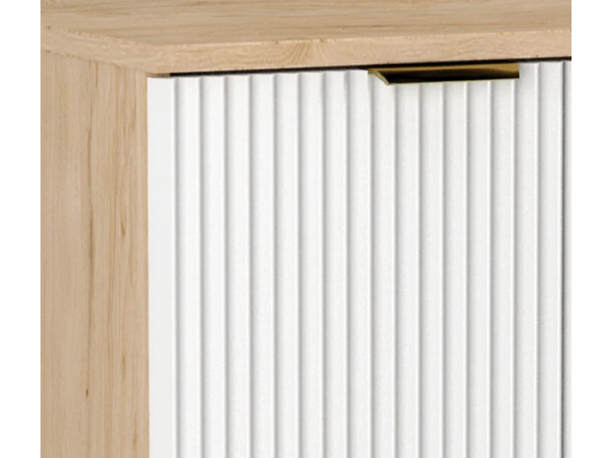 Mobile lavabo con piano 60 cm, 2 ante con frontali scanalati, bianco/noce