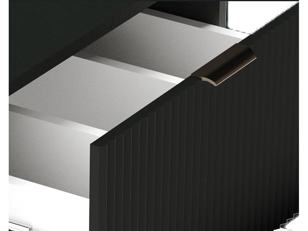 Meuble sous-vasque noir avec plateau en noyer 60 cm Façades rainurées