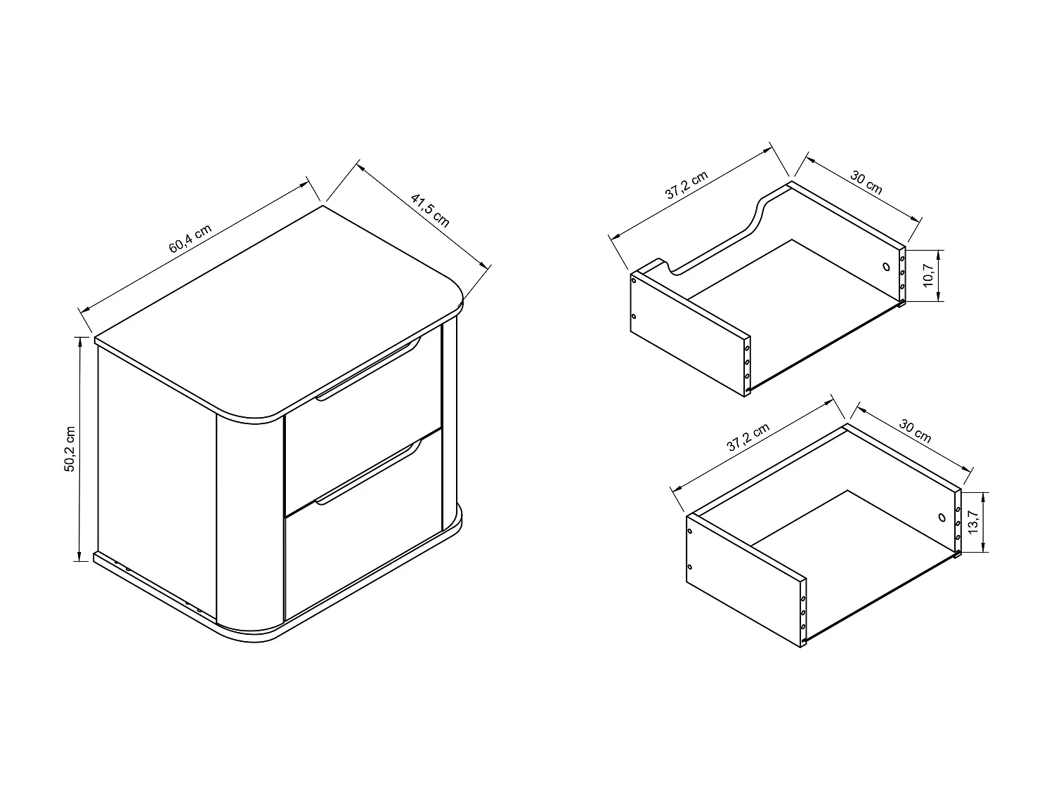 Mobile lavabo in cashmere con piano da 60 cm, lati arrotondati e piano