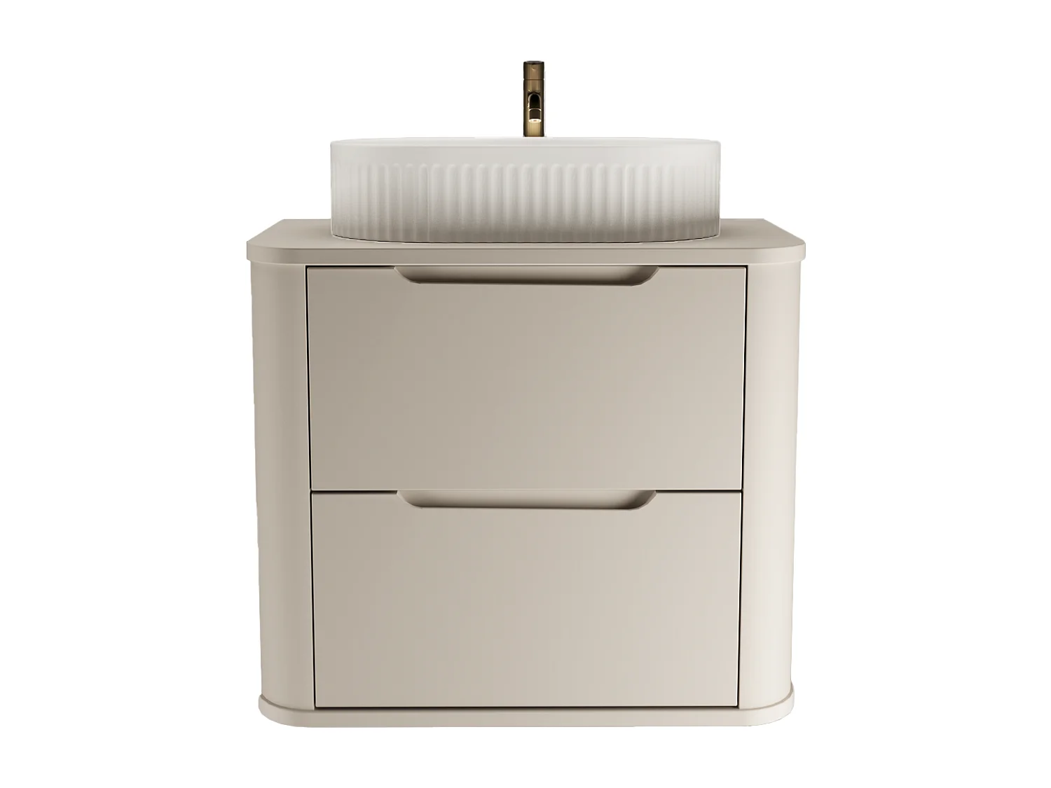 Mobile lavabo in cashmere con piano da 60 cm, lati arrotondati e piano