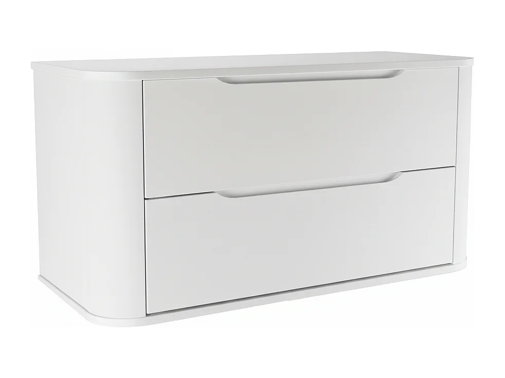 Mobile lavabo bianco con piano da 120 cm, lati arrotondati e piano