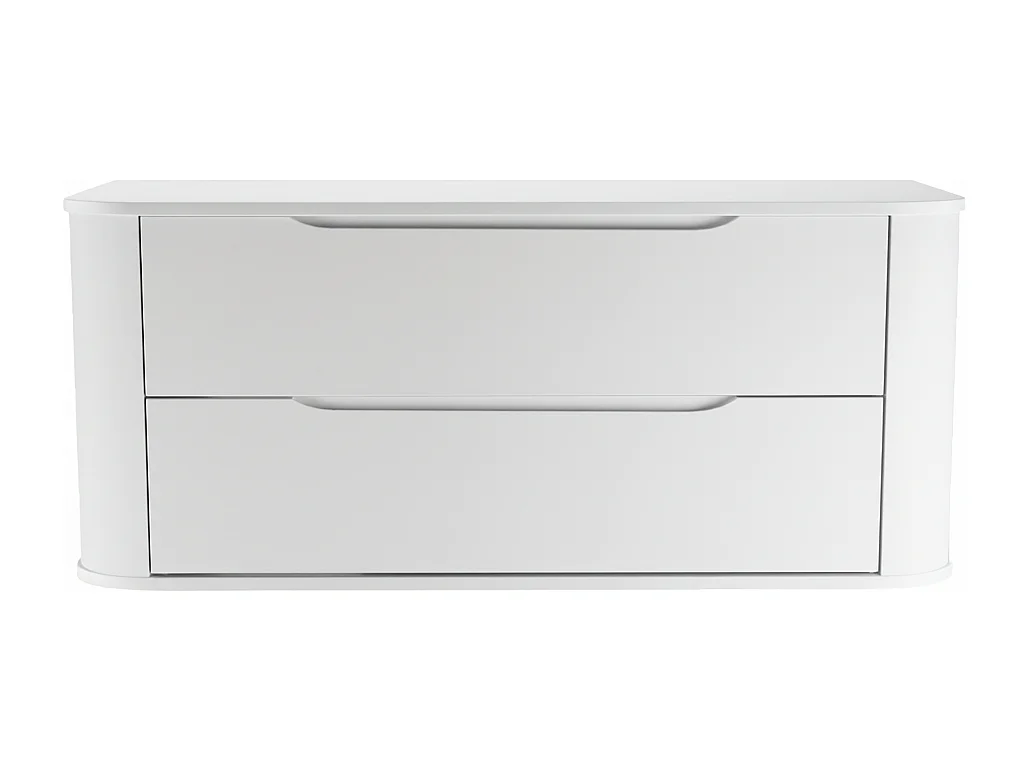 Mobile lavabo bianco con piano da 120 cm, lati arrotondati e piano