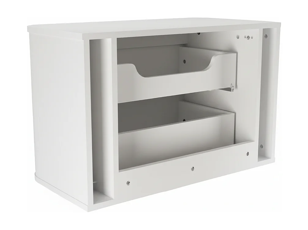 Mobile lavabo bianco con piano da 120 cm, lati arrotondati e piano