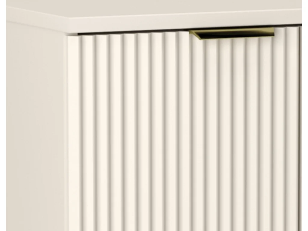 Meuble sous lavabo avec plateau 60 cm, 2 portes, façades rainurées, couleur cachemire