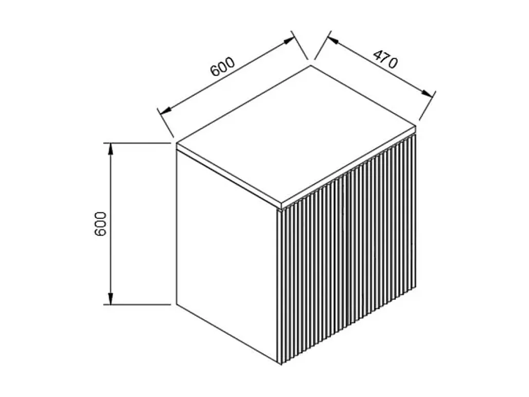 Mobile lavabo con piano 60 cm, 2 ante con frontali scanalati, piano bianco e ante in noce
