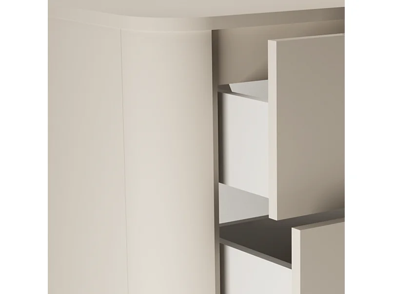 Meuble sous lavabo en cachemire avec plateau 120 cm, côtés arrondis et plateau