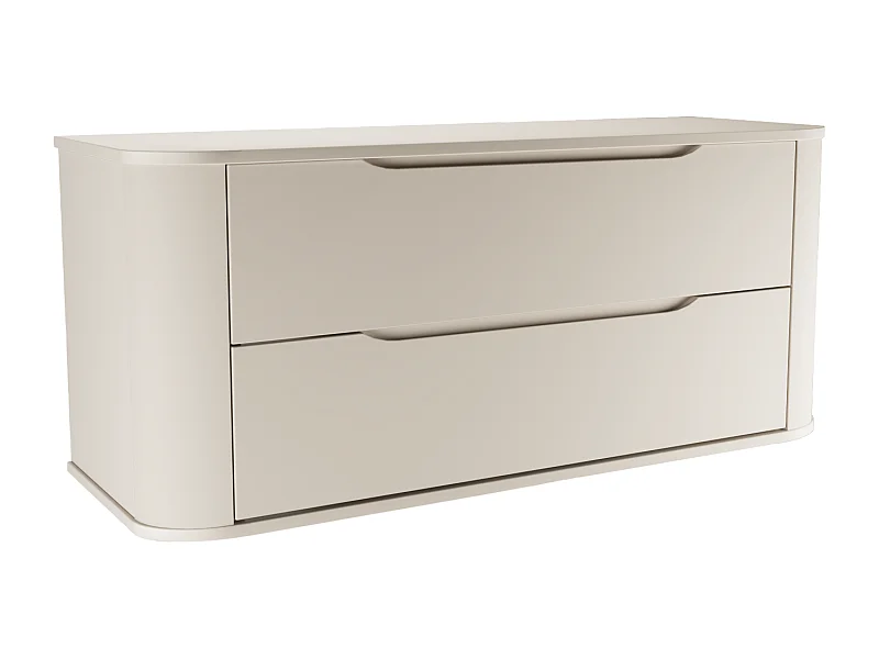 Mobile lavabo in cashmere con piano da 120 cm, lati arrotondati e piano
