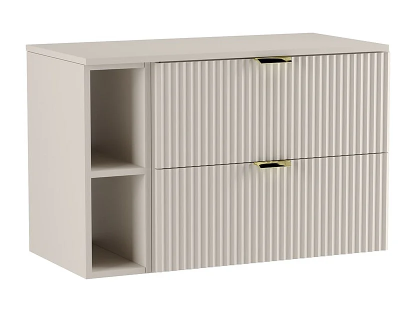 Set da bagno in cashmere 80 cm Frontali scanalati Scaffale e piano di lavoro Kashmir