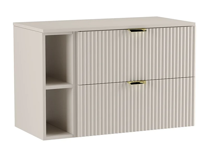 Set da bagno in cashmere 80 cm Frontali scanalati Scaffale e piano di lavoro Kashmir