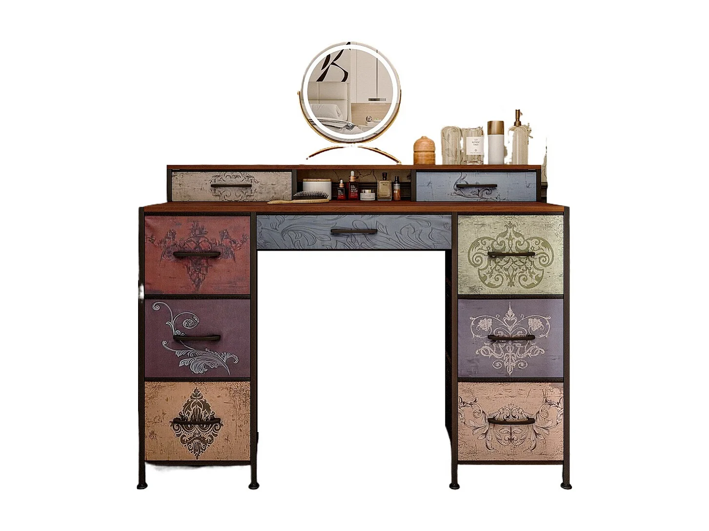 Bohemian Retro dressing table avec 9 tiroirs-chambre à coucher maquillage vanités-salon armoire de stockage-table latérale
