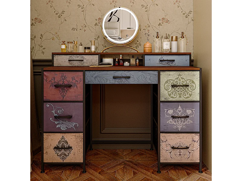 Bohemian Retro dressing table avec 9 tiroirs-chambre à coucher maquillage vanités-salon armoire de stockage-table latérale