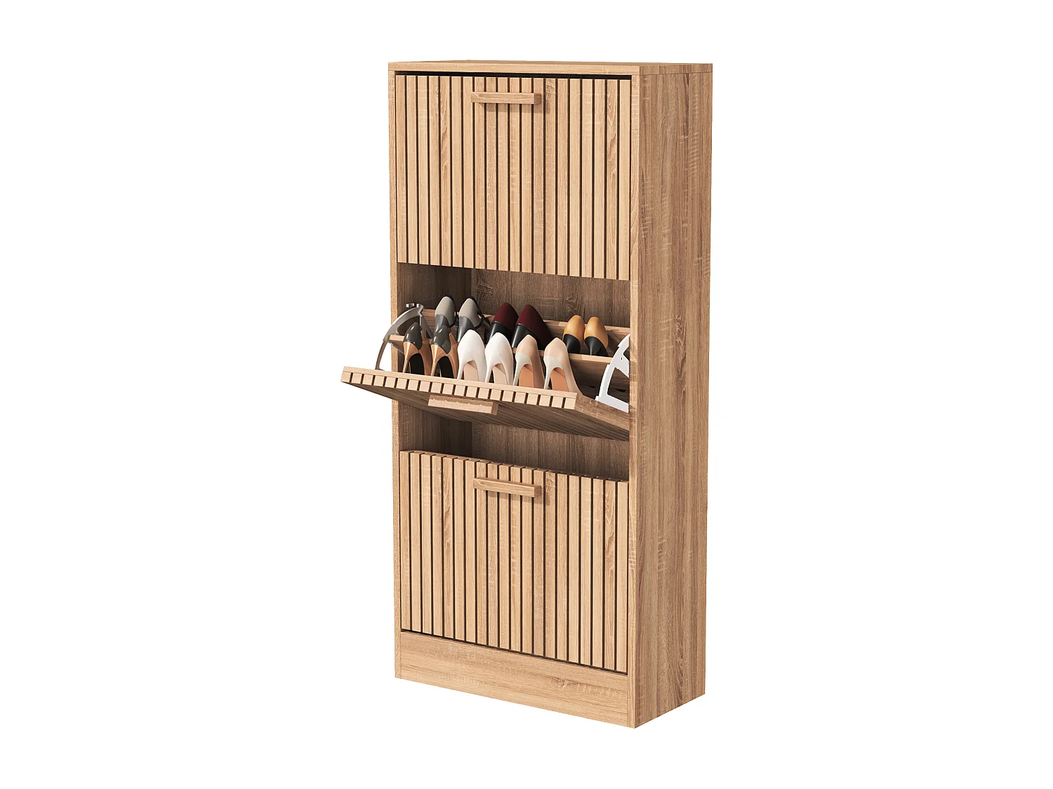 Armoire de chaussures de style country avec 3 rabats - étagère à chaussures vintage - armoires à chaussures en bois pour couloir salon chambre à coucher et entrée