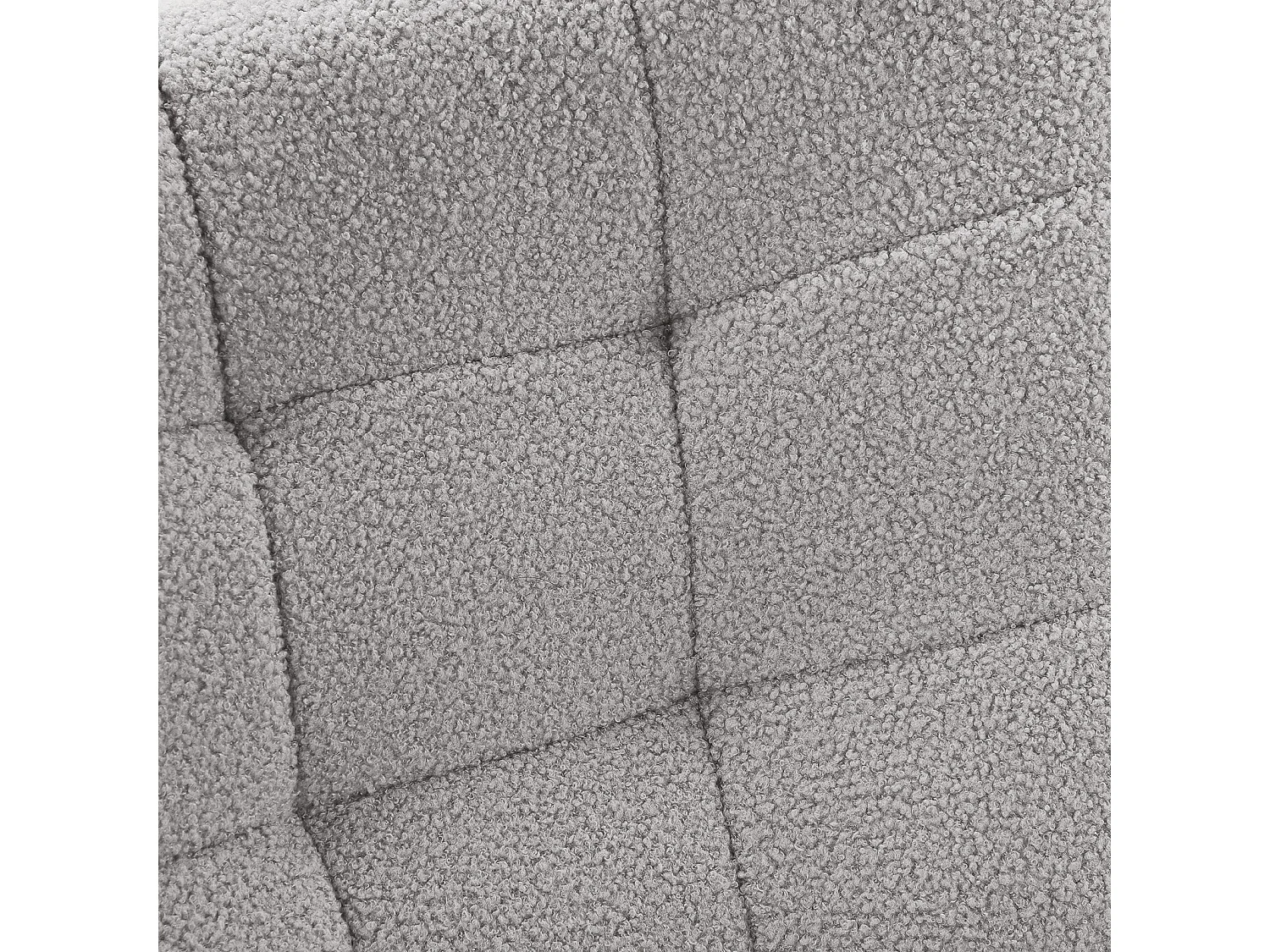 Fauteuil à bascule en tissu teddy capitonné, structure métal noir et pieds en bois - Gris clair