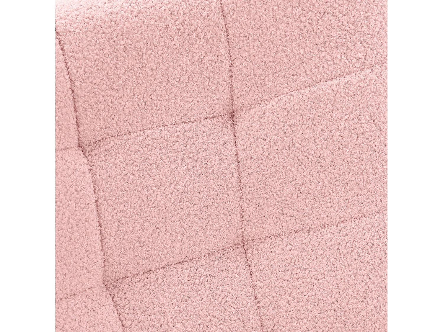 Fauteuil à bascule en tissu teddy capitonné, structure métal noir et pieds en bois - rose