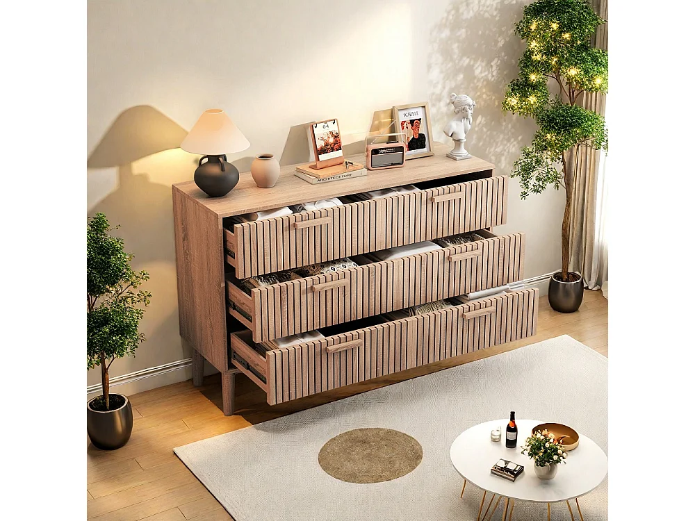 Armoires de salon avec 6 tiroirs - coffre de stockage en bois de campagne rétro - dresser de chambre