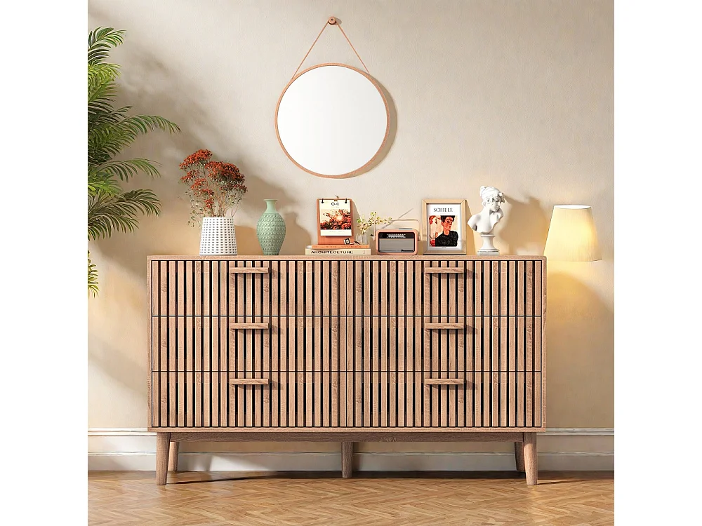 Armoires de salon avec 6 tiroirs - coffre de stockage en bois de campagne rétro - dresser de chambre