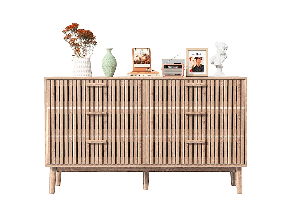 Armoires de salon avec 6 tiroirs - coffre de stockage en bois de campagne rétro - dresser de chambre