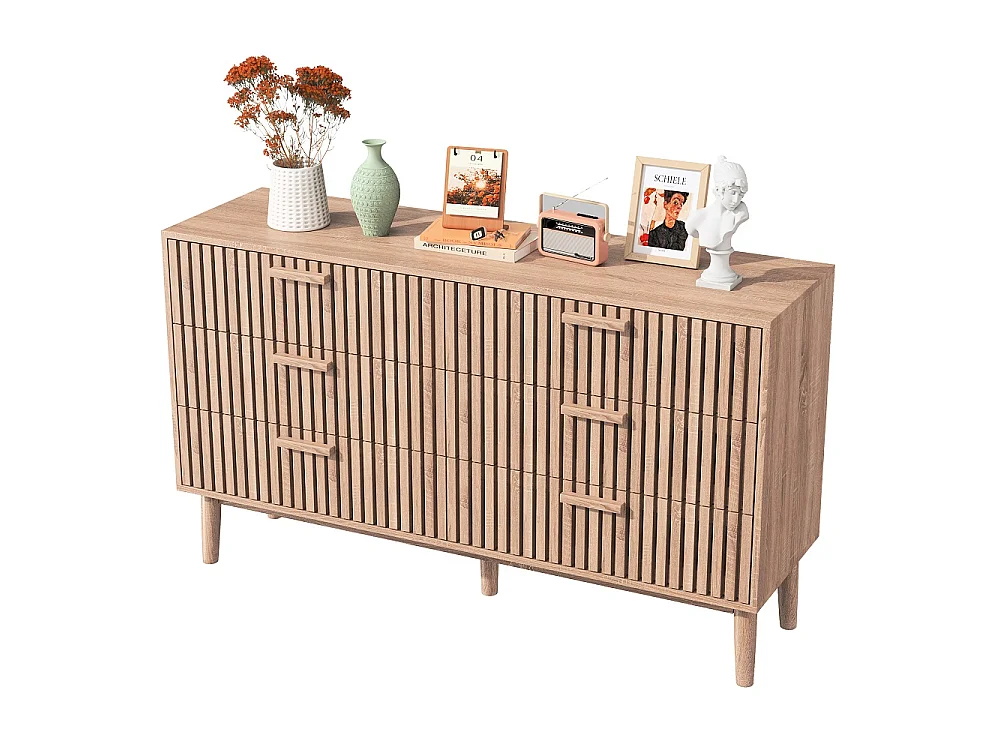 Armoires de salon avec 6 tiroirs - coffre de stockage en bois de campagne rétro - dresser de chambre