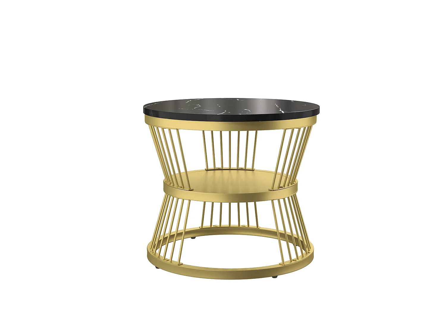 Runder Nesting Couchtisch-Set - 70 cm + 45 cm - Schwarzer Marmoreffekt