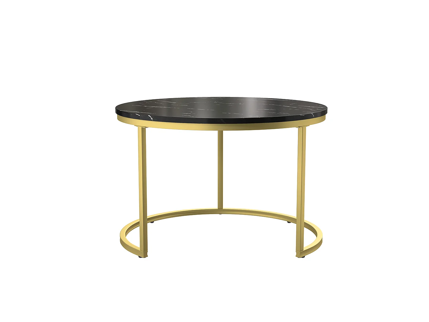 Runder Nesting Couchtisch-Set - 70 cm + 45 cm - Schwarzer Marmoreffekt