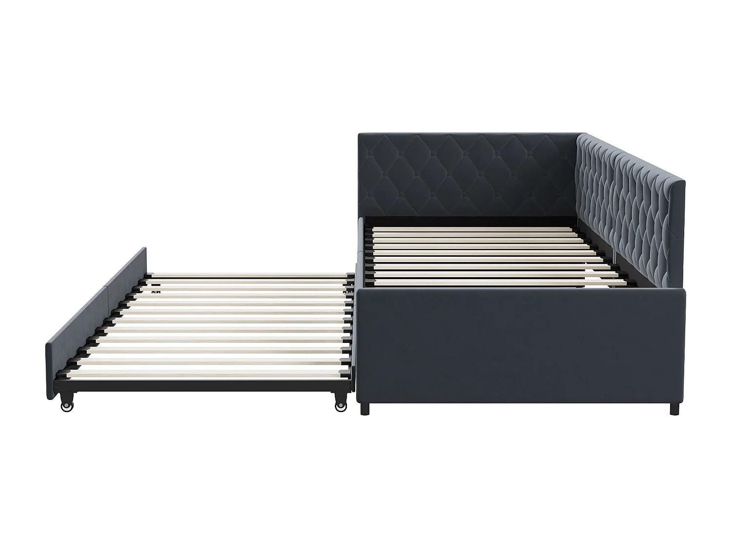 Canapés tirables en velours lit rembourré pour salon chambre à coucher - 90x200cm avec cadre à lames cadre de lit multifonctionnel - gris