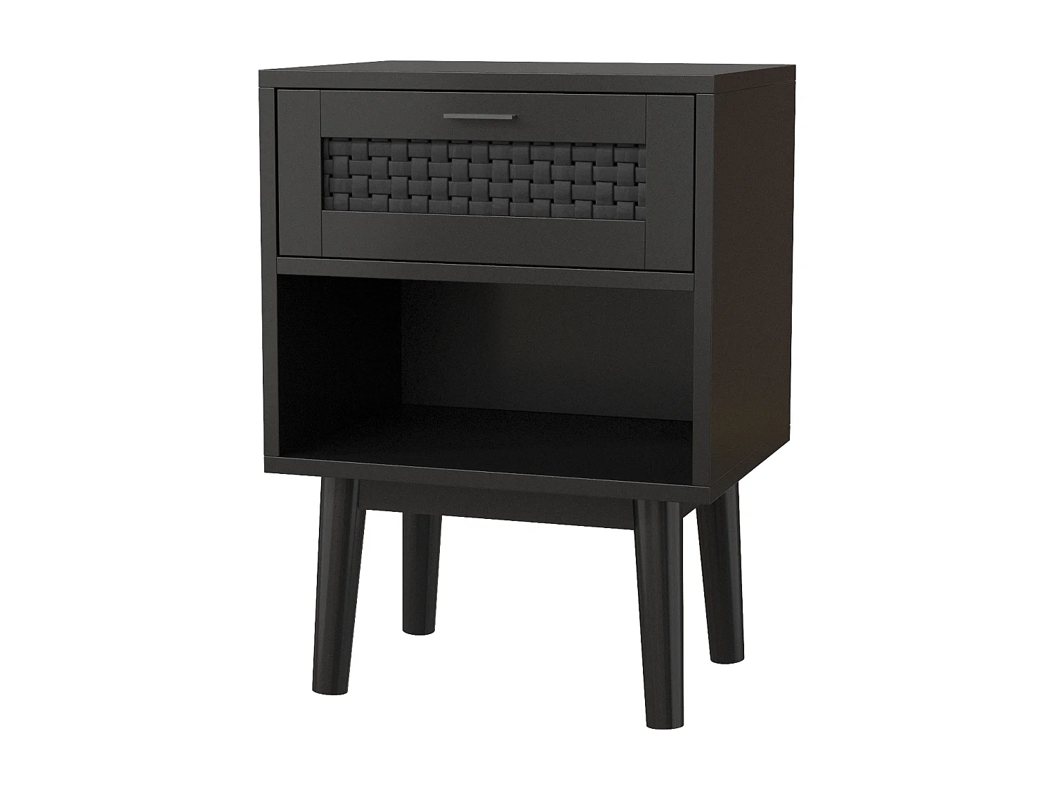 Table de lit en bois de style Boho 2pcs avec tiroirs et étagère ouverte jambes solides Table latérale pour le salon Chambre à coucher