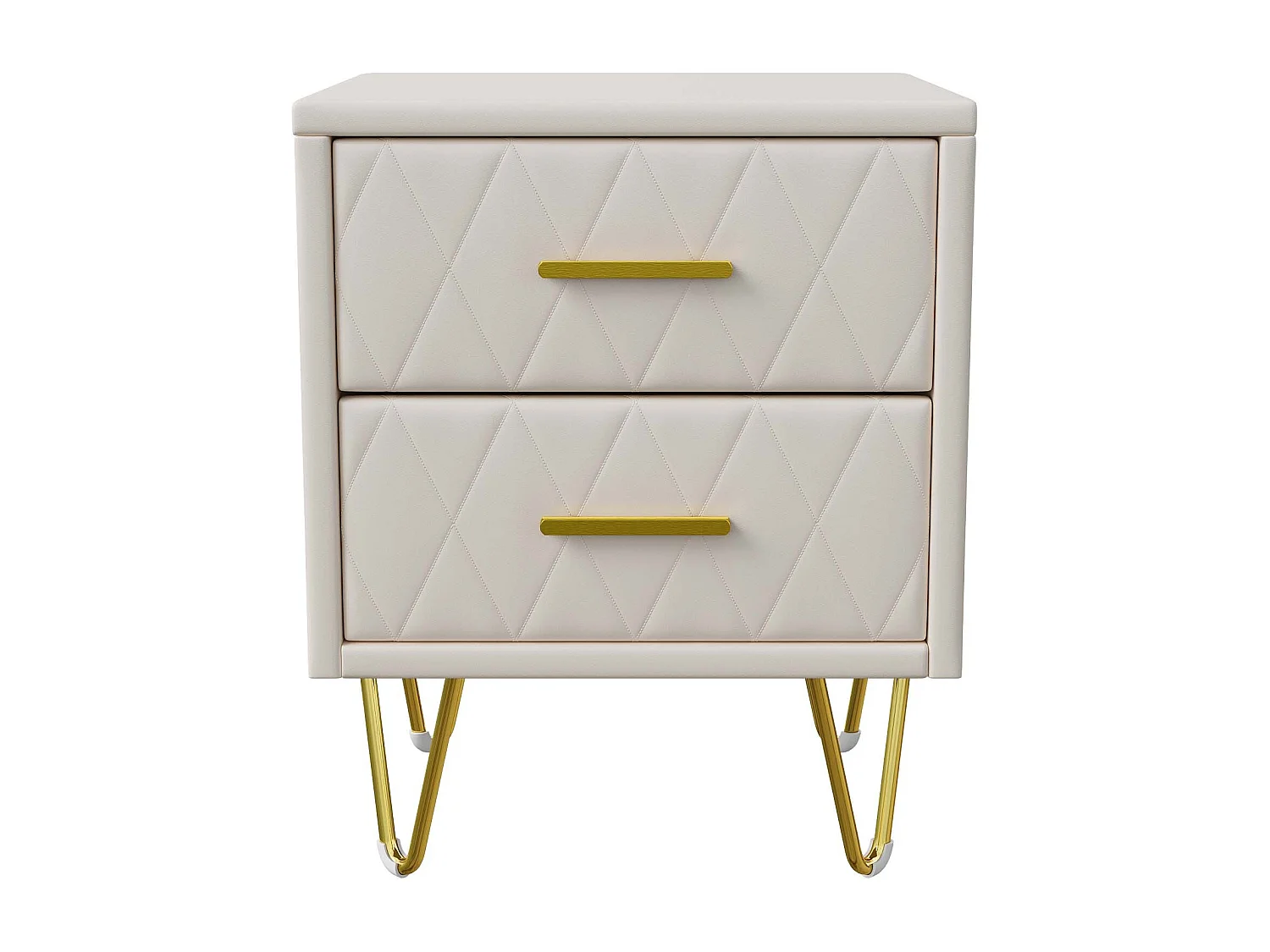 Lot de 2 tables de chevet - 35.5 x 41 x 51 cm - 2 tiroirs - Capitonné - Blanc