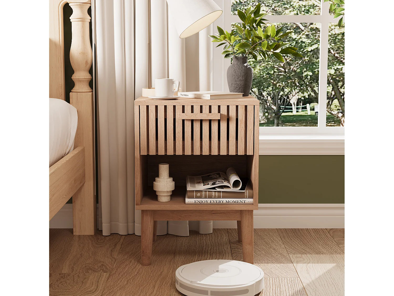 2Pcs Nightstands Set - Campagne 1 tiroir Nightstands - commode avec compartiment de rangement -Sofa Table Tables de fin - pour la chambre Salon