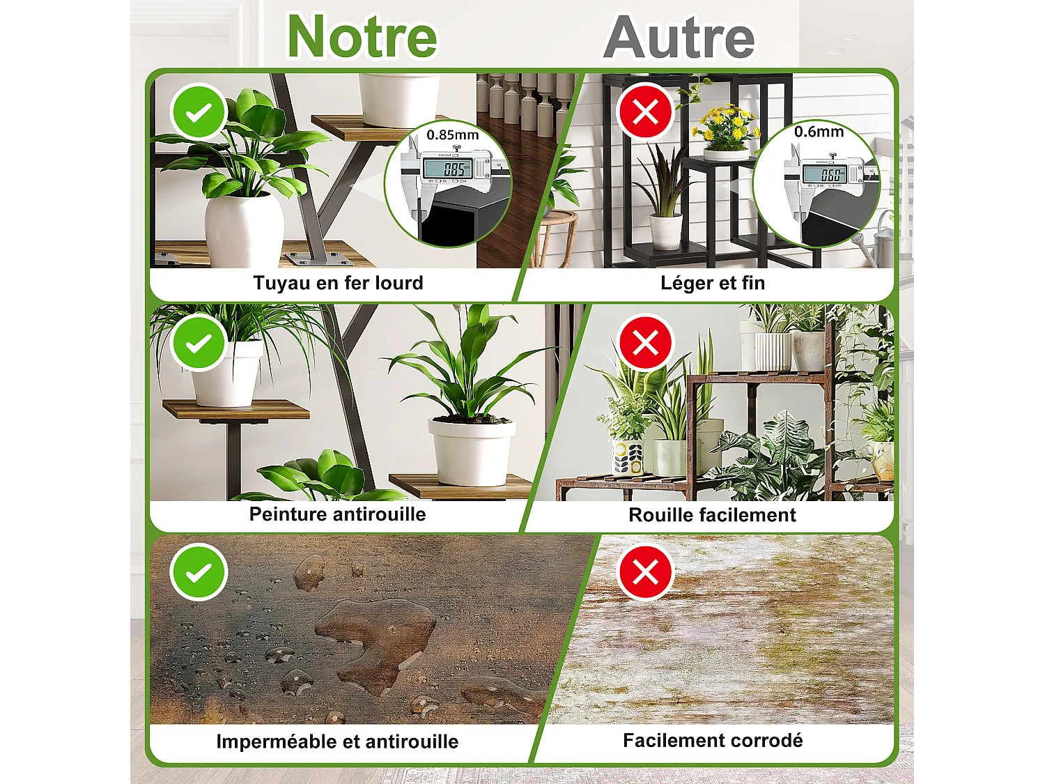 2PCS branche d'arbre en forme de planteur multiples Rack-Flower Display-Plant Stand avec la croissance Light-Storable Plant Shelf