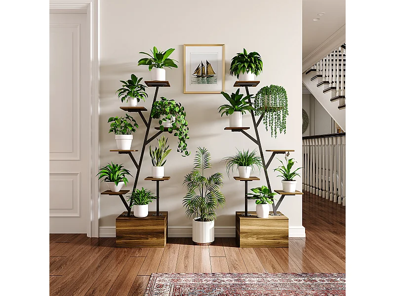 2PCS branche d'arbre en forme de planteur multiples Rack-Flower Display-Plant Stand avec la croissance Light-Storable Plant Shelf