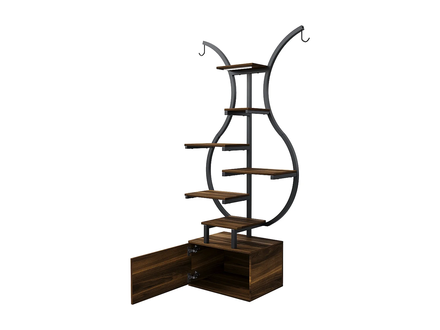 Stand de plante en forme de courbe avec lumière de croissance et crochet-stockable plante étagère-planteur multiples étagère de plante suspendue