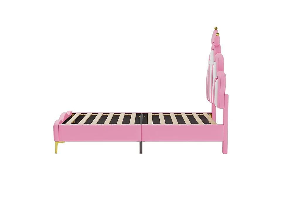 Prinsesse Pink LED Krone Polstret Børneseng 90x200cm